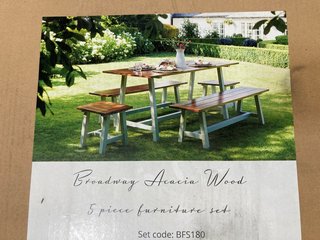 BROADWAY ACACIA WOOD 5 PIECE FURNITURE SET - RRP £2000: LOCATION - A4