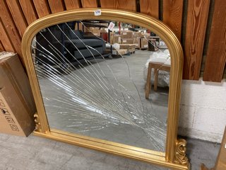 ORNATE STYLE LARGE OVERMANTLE WALL MIRROR IN ANTIQUE GOLD EFFECT FRAME: LOCATION - A3