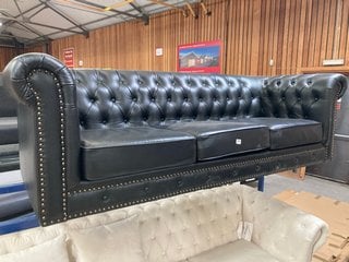 WESTMINSTER/WELLINGTON BLACK LEATHER 3 SEATER SOFA - RRP £1199: LOCATION - A1