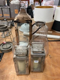 (COLLECTION ONLY) QTY OF ASSORTED HOMEWARE TO INCLUDE MEDIUM LANTERN IN POLISHED COPPER AND CLEAR GLASS FINISH: LOCATION - C8