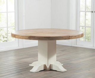 HELMSLEY/HOXTON 150CM CREAM/OAK ROUND TABLE - RRP £599: LOCATION - C8