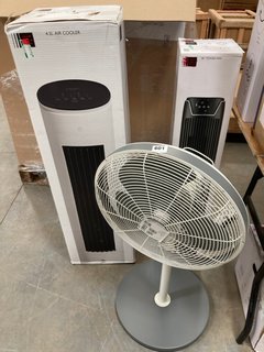 3 X ASSORTED JOHN LEWIS & PARTNERS FANS TO INCLUDE 4.5L AIR COOLER - RRP £99: LOCATION - C8