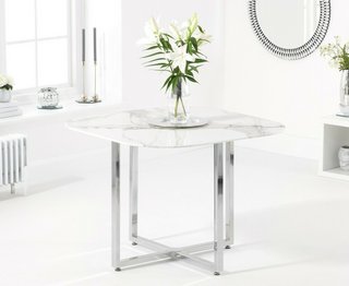 ABINGDON/ANNA/ALGARVE WHITE MARBLE DINING TABLE - RRP £449: LOCATION - C8