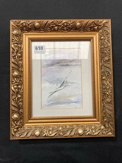 A WATERCOLOUR PAINTING OF A SEAGULL, FRAMED AND GLAZED: LOCATION - PB