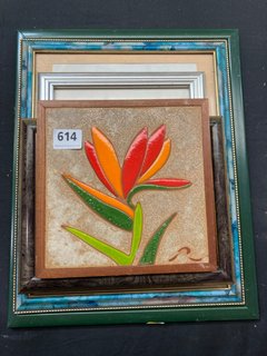 ASSORTED FRAMED PRINTS TO INCLUDE A HAND PAINTED CERAMIC TILE: LOCATION - PB