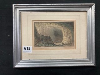 AN EARLY 19TH CENTURY HAND TINTED ENGRAVING, FRAMED AND GLAZED: LOCATION - PB