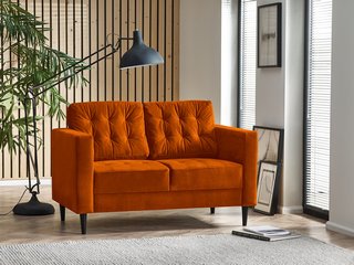 JOLENE 2 SEATER BURNT ORANGE VELVET SOFA: LOCATION - B2