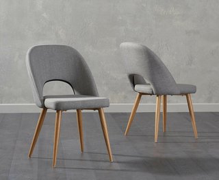 HALIFAX/HARROGATE/HOVE FABRIC WOODEN LEG DINING CHAIR GREY (PAIRS) - RRP £320: LOCATION - C2