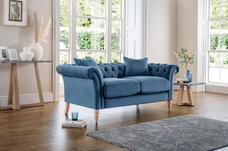 OLIVIA SOFA 2 SEATER IN VELVET BLUE - RRP £384.99: LOCATION - B2