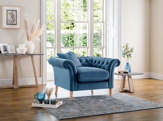 OLIVIA ARM CHAIR IN VELVET BLUE - RRP £279.99: LOCATION - B2