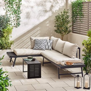 RIVIERA OUTDOOR SOFA CHAISE SET 2 SEAT GREY: LOCATION - B3