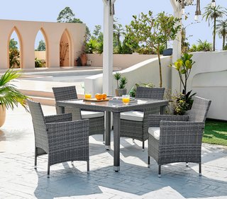 BARBADOS OUTDOOR DINING SET 4 SEAT GREY: LOCATION - B3