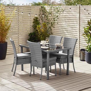 BALI GREY OUTDOOR 4 SEAT DINING TABLE AND CHAIRS: LOCATION - B3