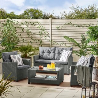 ARIZONA OUTDOOR SOFA SET 4 SEAT GREY: LOCATION - B3