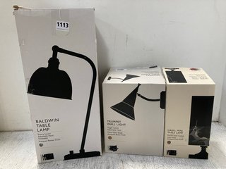 JOHN LEWIS & PARTNERS 3 X ASSORTED LIGHTS TO INCLUDE BALDWIN TABLE LAMP: LOCATION - AR6