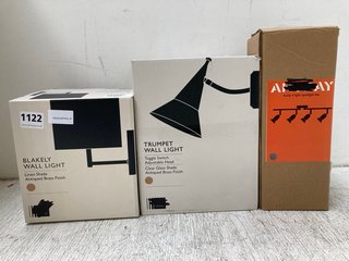 JOHN LEWIS & PARTNERS 3 X ASSORTED LIGHTS TO INCLUDE BLAKELY WALL LIGHT: LOCATION - AR7