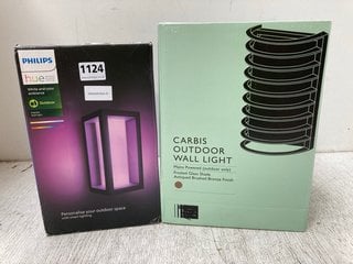 PHILIPS HUE OUTDOOR WHITE & COLOUR AMBIANCE IMPRESS WALL LIGHT TO ALSO INCLUDE JOHN LEWIS & PARTNERS CARBIS OUTDOOR WALL LIGHT - COMBINED RRP £185.00: LOCATION - AR7