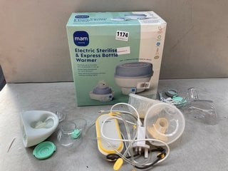 4 X ASSORTED BABY ITEMS TO INCLUDE MAM ELECTRIC STERILISER & EXPRESS BOTTLE WARMER: LOCATION - BR8