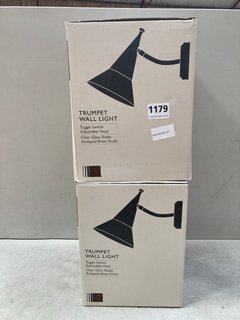 JOHN LEWIS & PARTNERS 2 X TRUMPET WALL LIGHTS: LOCATION - BR8