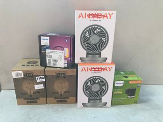 6 X ASSORTED ITEMS TO INCLUDE 2 X JOHN LEWIS & PARTNERS 6" USB DESK FANS: LOCATION - BR9