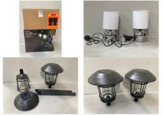 JOHN LEWIS & PARTNERS ANYDAY SET OF 2 LUCY TOUCH LAMPS TO ALSO INCLUDE NOMA SET OF 2 SOLAR METAL CAGE STAKE LIGHTS: LOCATION - BR9