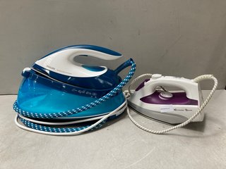 STEAMWORKS STEAM IRON IN WHITE/PURPLE TO ALSO INCLUDE PHILIPS PERFECT CARE COMPACT STEAM GENERATOR IN BLUE: LOCATION - BR11