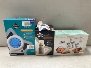 3 X ASSORTED BABY ITEMS TO INCLUDE TOMMEE TIPPEE GRO CLOCK SLEEP TRAINER CLOCK: LOCATION - BR11