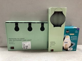 3 X ASSORTED LIGHTS TO INCLUDE TOMMEE TIPPEE PENGUIN LIGHT 2 IN 1 PORTABLE NIGHT LIGHT: LOCATION - BR12