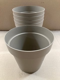 5 X VECA RECYCLED PLASTIC CLEO VASO 30CM PLANT POTS IN STONE GREY: LOCATION - B4