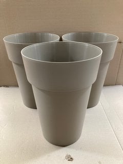 3 X VECA RECYCLED PLASTIC CLEO ALTO VASO TALL PLANT POTS IN STONE GREY: LOCATION - B4