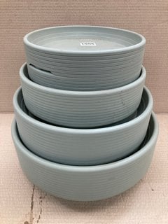 QTY OF ROUND GARDEN PLANT POT WATER TRAYS IN SAGE GREEN : SIZES TO INCLUDE 25CM, 28CM AND 37CM: LOCATION - B4