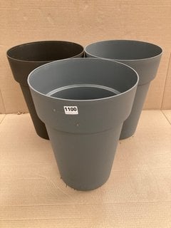 3 X VECA RECYCLED PLASTIC CLEO VASO ALTO 45CM PLANTERS IN CHARCOAL GREY AND STONE GREY FINISHES: LOCATION - B4