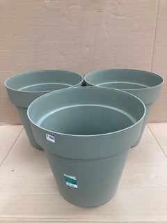 3 X VECA RECYCLED PLASTIC CLEO VASO 50CM WHEELED PLANTERS IN SAGE GREEN: LOCATION - B4