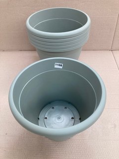 6 X VECA RECYCLED PLASTIC VASO NAXOS 35CM PLANTERS IN SAGE GREEN: LOCATION - B4