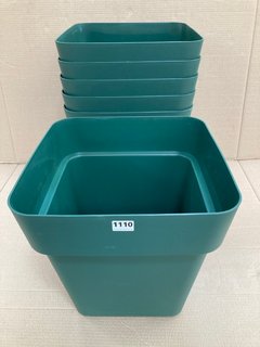 6 X VECA RECYCLED PLASTIC CLEO VASO QUADRATO 40CM SQUARE STYLE PLANTERS IN DARK GREEN: LOCATION - B4