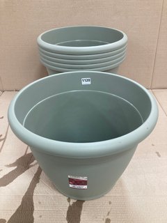 6 X VECA RECYCLED PLASTIC VASO NAXOS 46CM PLANTERS IN SAGE GREEN: LOCATION - B4