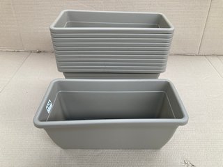 12 X VECA RECYCLED PLASTIC CASSETTA NAXOS 40CM TROUGH STYLE PLANTERS IN STONE: LOCATION - B4