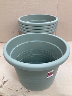 5 X VECA RECYCLED PLASTIC VASO CILINDRO 50CM PLANTERS IN SAGE GREEN: LOCATION - B4