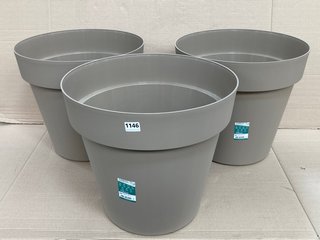 3 X VECA RECYCLED PLASTIC CLEO VASO 60CM PLANTERS IN STONE GREY: LOCATION - B5