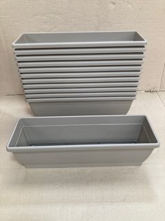 12 X VECA RECYCLED PLASTIC CASSETTA ROXANNE 60CM TROUGH PLANTERS IN AVANA STONE: LOCATION - B5