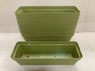 12 X VECA RECYCLED PLASTIC CLEO CASSETTA 60CM TROUGH STYLE PLANTERS IN OLIVE GREEN: LOCATION - B5