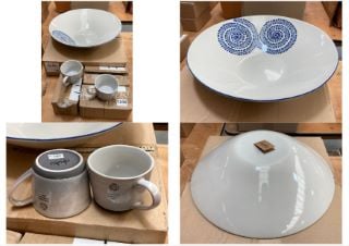 QTY OF ASSORTED NKUKU ITEMS TO INCLUDE ESHANI SERVING BOWL IN INDIGO/WHITE: LOCATION - B6