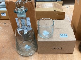 QTY OF ASSORTED NKUKU ITEMS TO INCLUDE MILA DECANTER IN CLEAR GLASS FINISH: LOCATION - B6