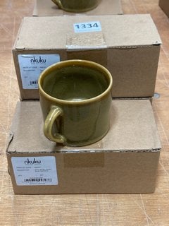 3 X NKUKU SETS OF 2 KALINI SMALL DRINKS MUGS IN GREEN: LOCATION - B6