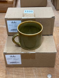 3 X NKUKU SETS OF 2 KALINI SMALL DRINKS MUGS IN GREEN: LOCATION - B6