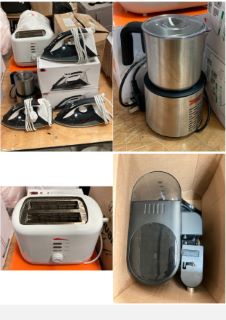 QTY OF ASSORTED JOHN LEWIS & PARTNERS SMALL APPLIANCES TO INCLUDE SPEED STEAM IRON AND 2 SLICE TOASTER IN WHITE: LOCATION - C9