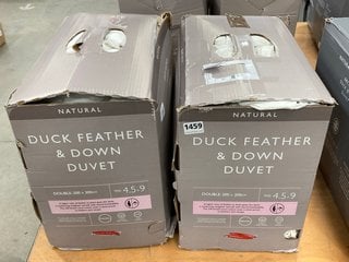 2 X JOHN LEWIS & PARTNERS NATURAL DUCK FEATHER AND DOWN DOUBLE DUVETS: LOCATION - C9