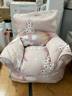 LITTLE HOME CHILDRENS PRINCESS UNICORN CASTLE BEAN BAG CHAIR IN PINK: LOCATION - C9