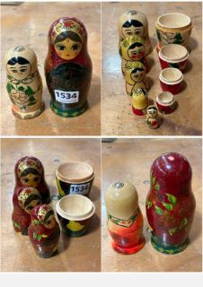 2 X SMALL HAND PAINTED RUSSIAN MATRIOSHKA DOLLS: LOCATION - CR