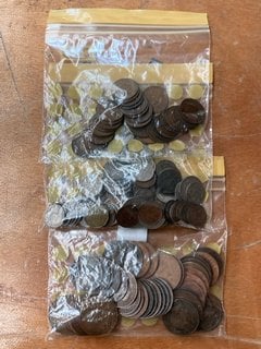 THREE BAGS OF VINTAGE BRITISH COINAGE: LOCATION - CR